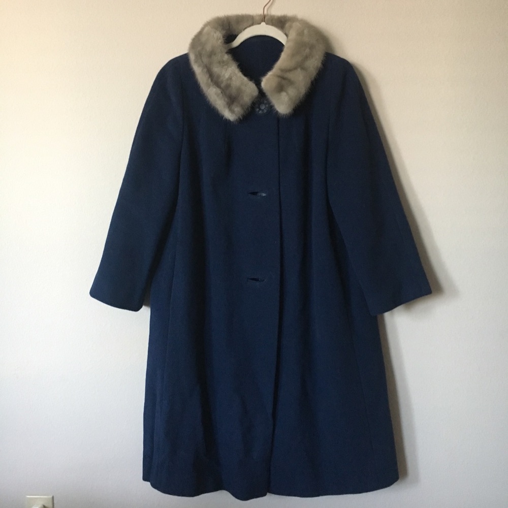 Vintage Fur Collar Wool Coat L